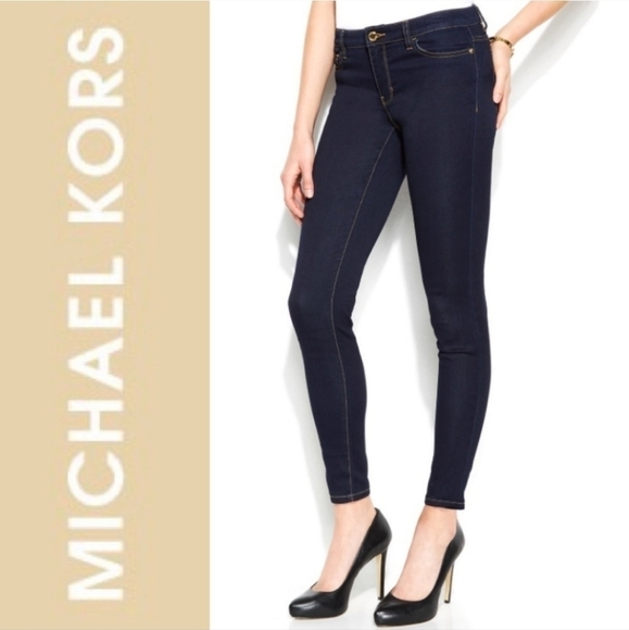 Michael Kors NWOT Skinny Dark Wash Overdyed Indigo Jeans Size 8 - Picture 1 of 14